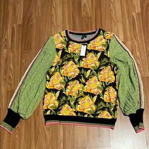 Floral Green and Black Women's Sweater
